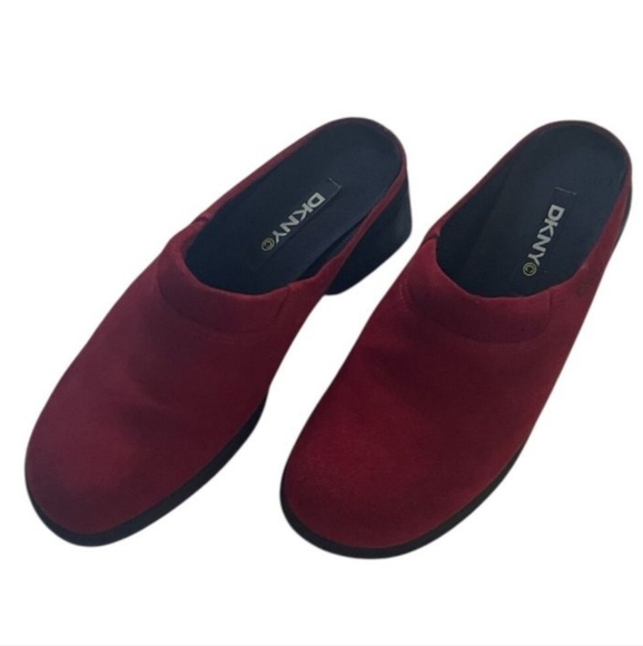 DKNY Red Suede Soft Leather Slip On Clogs Womens Size 6.5M - Picture 12 of 12